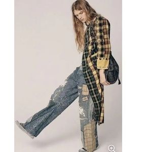 Free People Rodeo Plaid Duster Jacket